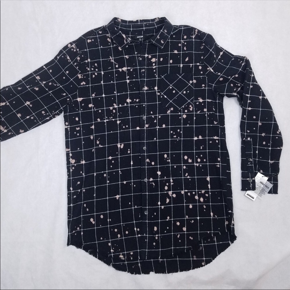 NWT bleach Distressed grunge hipster check shirt j